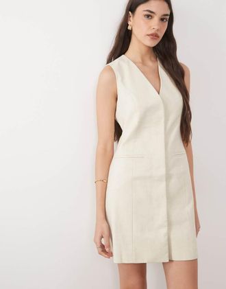 Nobody's Child Vestito corto sartoriale senza maniche color crema-Bianco