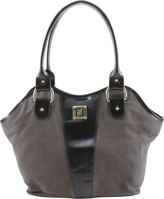 Fendi Brown Canvas Leather Tote Bag (Pre-Owned)