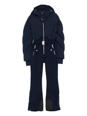 Cordova hooded belted-waist padded ski suit - women - Recycled Polyester/Polyamide/Duck Down/Feather - S - Blue