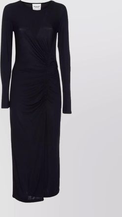 Isabel Marant crewneck long sleeve midi dress with ruched detailing