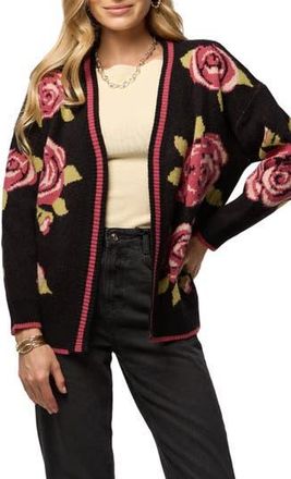 Saachi Rose Motif Cardigan in Black at Nordstrom Rack