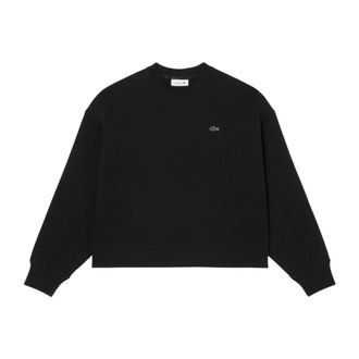 Lacoste Oversized Double-Face Jersey Sweatshirt - Dames - Sweatshirts - Zwart - L - Katoen - Hoodies & sweatvesten