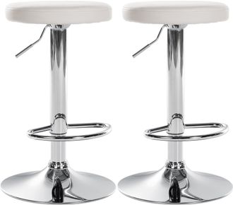 Clp Clp - Set De 2 Taburetes De Bar Ponte En Polipiel Blanco Metal Cromado