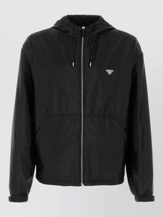 Prada renylon hooded jacket elastic cuffs pockets