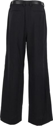 Juun.J Mens Black Trousers With Built-Belt And Pleats Wool