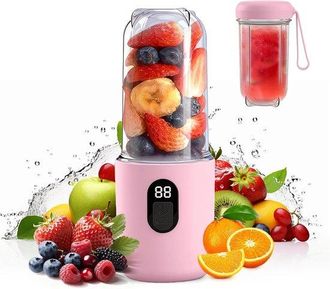 OEM Batidora Port&aacute;til Inal&aacute;mbrica De Color Rosa Con 16 Cuchillas, Recargable Mediante Usb, C, Para Batidos Y Zumos Naturales