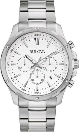 Bulova Classic Chronograph Quartz White Dial Mens Watch 96B335