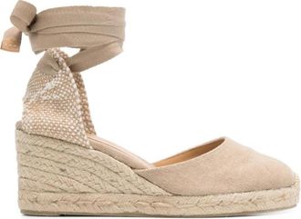 Castaner Carina Sandal - Dames - Sleehakken - Beige - 41 EU - Katoen - Schoenen