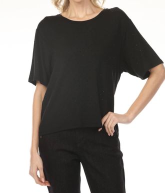Joseph Ribkoff Embellished Short Sleeve Loose Top In Black