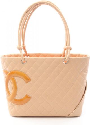 Chanel Beige Yellow Leather Handbag Tote Bag (Pre-Owned)