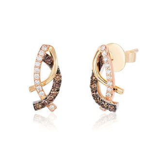 Le Vian Ladies Chocolate Diamonds Earrings set in 14K Tri Color Gold