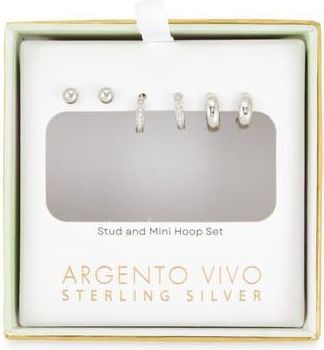 Argento Vivo Pack of 3 Assorted Stud & Hoop Earrings in Silver at Nordstrom Rack
