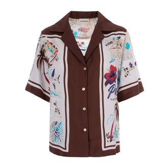P.A.R.O.S.H. Short Sleeve Shirts, female, Multicolor, Size: M Bowling Collar Short Sleeve Shirt