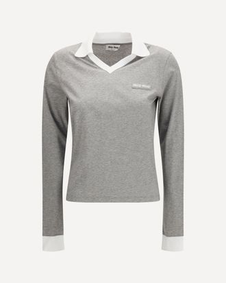 Miu Miu Long-sleeved cotton T-shirt Female M