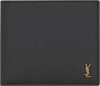 Saint Laurent logo leather wallet - men - Calf Leather/Brass - One Size - Black