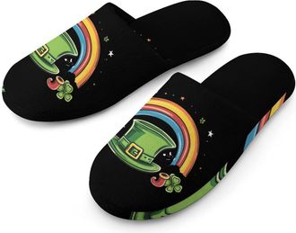 Generic Irish Hat St Day Partick Rainbow Mens House Slippers Slip Indoor Slipper On Shoes Warm Outdoor
