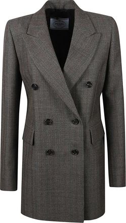 Prada Gessato Mouline Blazer - Dames - Blazers - Bruin - XS - Jassen