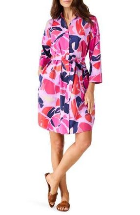 Nic+Zoe Tropic Glow Leaf Print Cotton Shirtdress in Pink Multi at Nordstrom Rack, Size X-Small