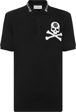 Philipp Plein skull-print cotton polo shirt - men - Cotton - XXXXL - Black