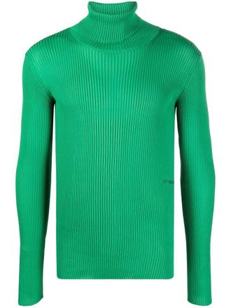 Off-white rib-knit roll neck sweater - men - Polyester - L - Green