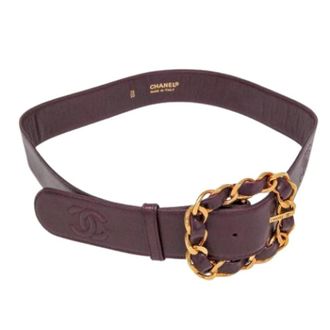 Chanel Pre-owned Coco Mark Chain Buckle Belt - female - Chanel Vintage - Vintage Belts - Red - ONE SIZE - Pre-owned