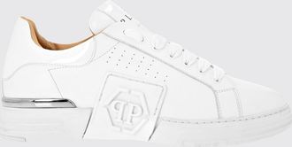 Philipp Plein Sneakers basse Hexagon in pelle liscia con logo gommato tono su tono