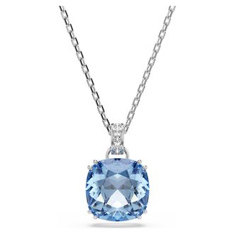 Swarovski Millenia Pendant, Cushion Cut, Blue, Rhodium Plated