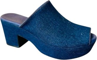 Chocolat Blu Womens Gwyn Platform Mules In Denim Linen
