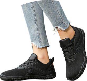 Generic Minimalist Barefoot Sneakers for Men Flexible Lightweight Running Shoes Wide Toe Design Gym Fitness Walking Footwear (Black, 5.5)