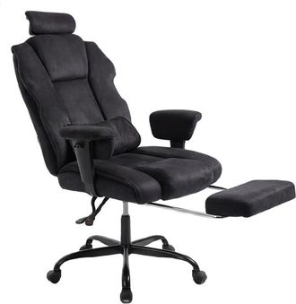 Levede Executive Ergonomic Office Chair Suede Fabric Wide Seat 155&deg; Recline Footrest