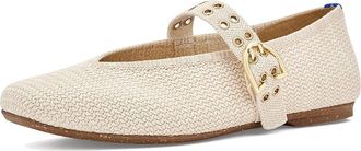 Rothy's The Max Buckle Mary Jane Womens Dress Flat Shoes Cream Woven : 10.5 M