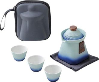 OEM Funda De T&eacute; Port&aacute;til (tetera Degradada De 280 Ml, 3 Tazas (30 Ml), Funda De T&eacute; De Viaje De Cer&aacute;mica (azul))