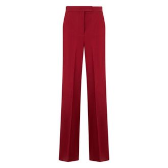 Max Mara Wide Trousers, female, Red, Size: XS Cotton Gabardine Jersey Trousers