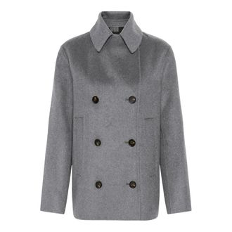 Part Two Double-Breasted Coat - Dames - Mantels - Grijs - Maat: 2XL Leer