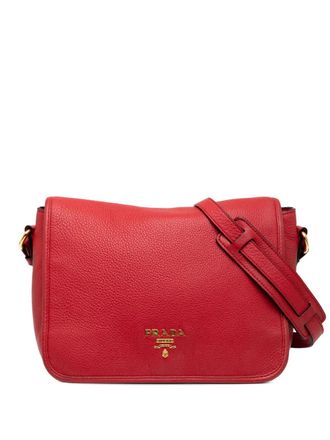 Prada 2010-2025 Vitello Phenix Flap crossbody bag - unisex - Calf Leather/Leather - One Size - Red