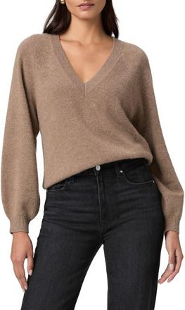 Paige Thea V-Neck Cashmere Sweater in Heather Brown at Nordstrom, Size X-Large