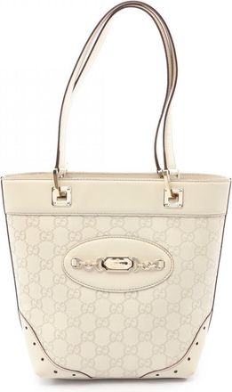 Gucci Ivory Leather Handbag Tote Bag (Pre-Owned)