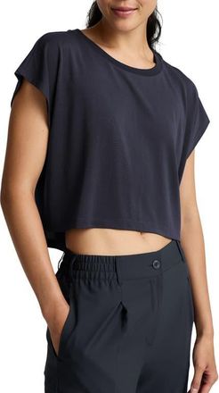 Beyond Yoga Studio Knit Crop T-Shirt in Nocturnal Navy at Nordstrom, Size X-Large