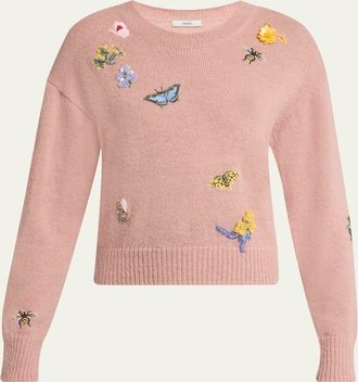 Erdem Embroidered Alpaca-Blend Crewneck Sweater