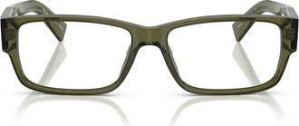 Prada 57mm Rectangular Optical Glasses in Transparent Green at Nordstrom