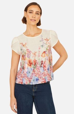 Yumi Floral Border Top in Pink at Nordstrom, Size 14