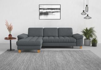 Sit&more Ecksofa »Westham L-Form« mit Recamiere, mit oder ohne Bettfunktion, Bettkasten, Füsse Eiche