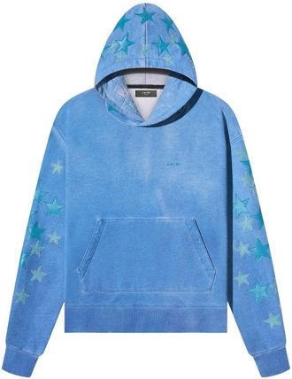 Amiri spray-paint-effect cotton hoodie - men - Cotton/Organic Cotton - XXXL - Blue