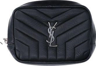 Saint Laurent Black Silver Leather Pouch (Pre-Owned)