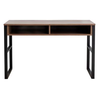 Dmora Escritorio Samo, 3 Estantes, 2 Compartimentos, Tablero Marr&oacute;n, 120x60x75h Cm Marr&oacute;n Nogal