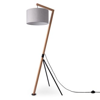 Paco Home Paco Home - Luminaria Pie L&aacute;mpara Pie Sal&oacute;n Pantalla L&aacute;mpara Lectura Mesilla Colgante L&aacute;mpara De Pie - Bamb&ugrave;, Gris (&oslash;38cm)