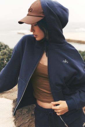 Alo | Accolade Full Zip Hoodie in Navy, Size: Medium