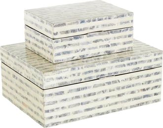 Uma Contemporary Set of 2 Decorative Mother of Pearl Boxes in Cream at Nordstrom Rack
