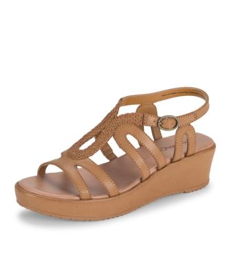 BareTraps Wilma Sandal Womens Caramel Open Toe Wedge Heel Strappy Hawk2899