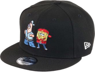 New Era Spongebob Squarepants Spongebob & Patrick Pose Black 9Fifty Snapback Cap - One-Size